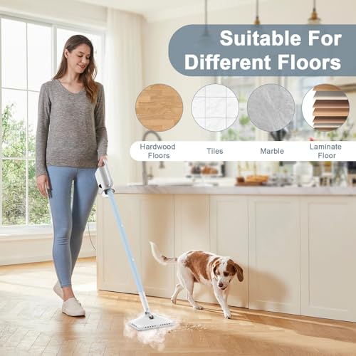 Image of Steam Cleaner, 6 in1 Rotated Steam Mop Cleaner with 2 Modes, 23FT Power Cable, Detachable Steam Mops for Floor, Laminate Floor, Tiles Cleaning (Azure)