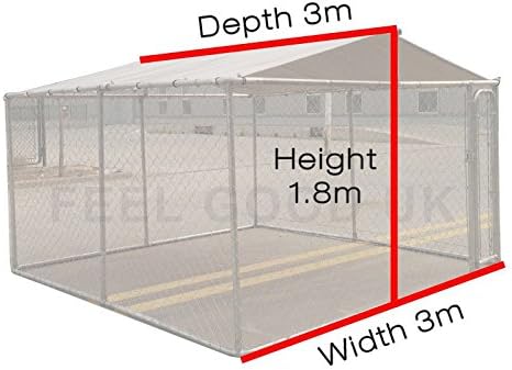 3m x 3m Walk In Dog Kennel Pen Run Outdoor Exercise Cage