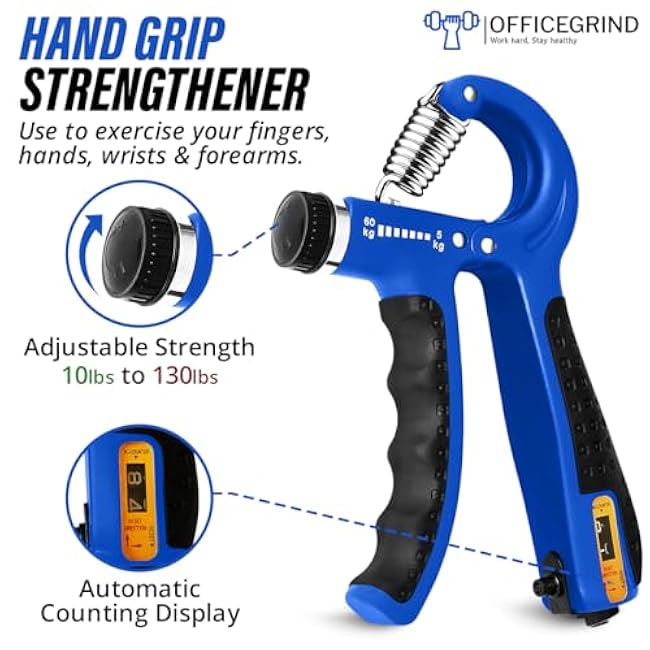 Hand Grip Strengthener Trainer with Adjustable Resistance 10-130lbs (4.5-59kg), Forearm Hand Grip Strength Exerciser for Muscle Building, Injury Recovery, and Therapy Stress Relief