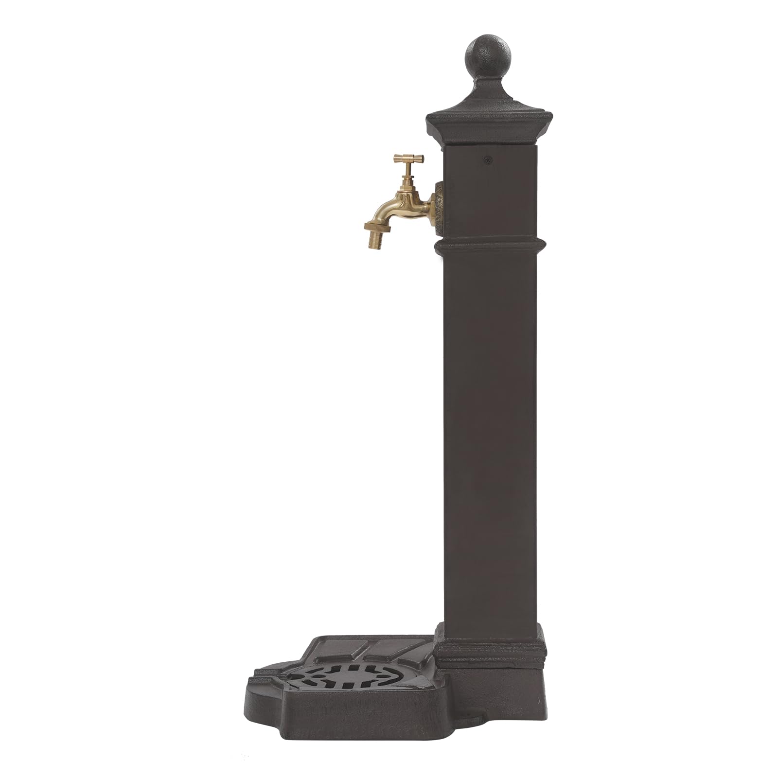 Colonna d'acqua marrone ruggine per esterni, con rubinetto, fondo autoportante, colonna d'acqua retrò, per giardino, fattoria, salice, cortile, 33 x 29,5 x 74 cm
