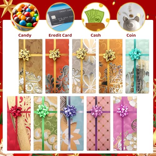 Roowest 30 Sets Christmas Shagun Gift Card Holders with Bow for Jewelry Money Holder Thanksgiving Wrap Boxes for Party Favors