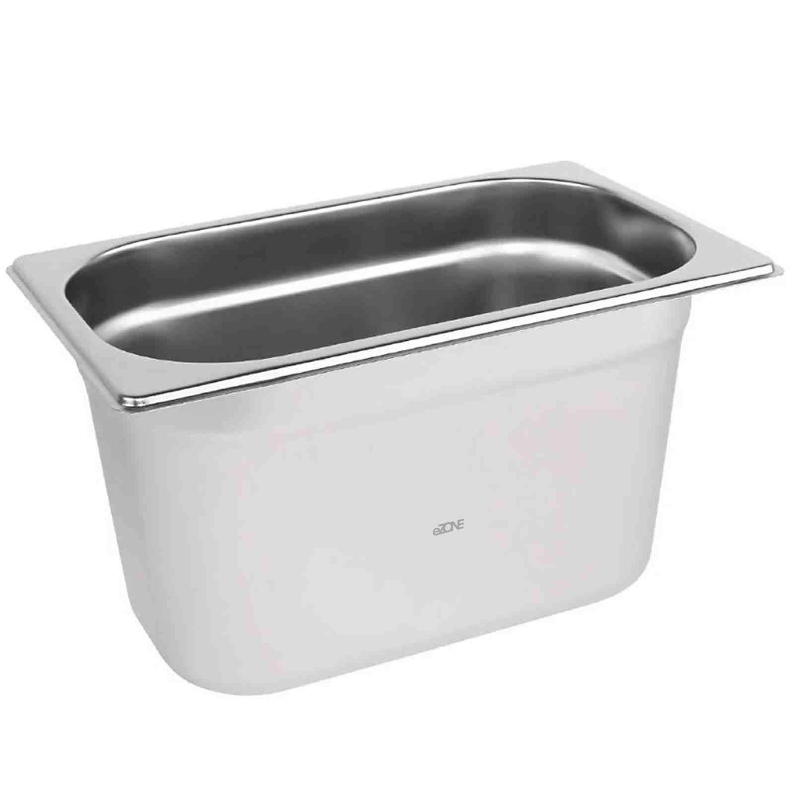 Ezone Gastronorm 1/4 Quarter Stainless Steel Bain Marie Food Container Pot Pan 150Mm