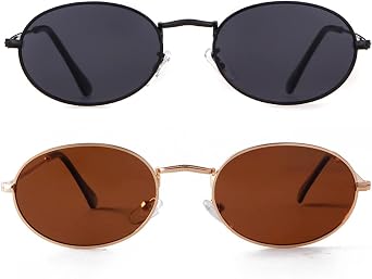 GIFIORE Oval Sunglasses for Women Men, Retro 90s Small oval shape Glasses | Tiny Thin Lightweight Frames, Vintage Designer Classic,Suits Small Petite Face, Comfortable for Long Time Wearing