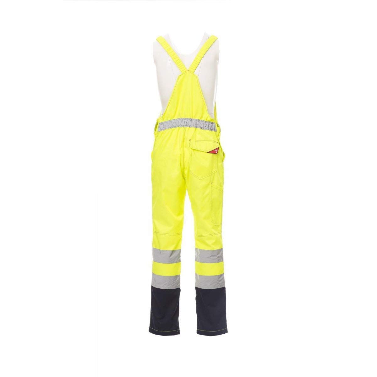 PAYPER Skill Tuta Pettorina da Lavoro Alta visibilità Unisex Uomo Donna Misto Cotone Poliestere Bretelle Elasticizzate Apertura Laterale Tasche al Petto Giallo Fluo/Blu Navy