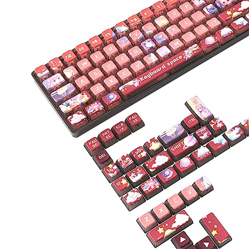 MAMBASNAKE 120 Keys PBT Pudding Keycaps Set,ASA Profile,Dye-Sublimation,ANSI US Layout for 61 68 87 98 104 108 Mechanical Keyboard,Compatible with Cherry Gateron Otemu Kailh MX Structure (Magic Girl)