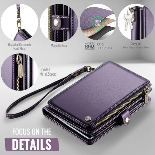 Passport Holder Wallet with 11 Card Slots, Passport, Cash, Photo Zipper Pocket, RFID Blocking Wristlet for Travel. Purple4
