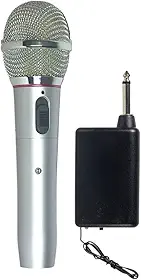 Microfone sem fio, ideal para igrejas, palestras, apresentações, festas e karaokê(Prata)