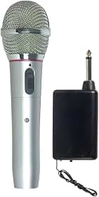 Microfone sem fio, ideal para igrejas, palestras, apresentações, festas e karaokê(Prata)