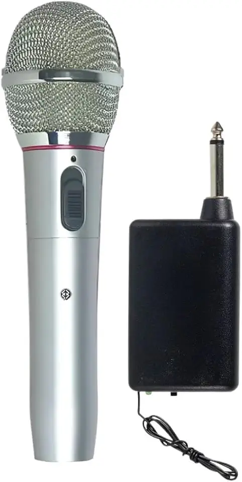 Microfone sem fio, ideal para igrejas, palestras, apresentações, festas e karaokê(Prata)