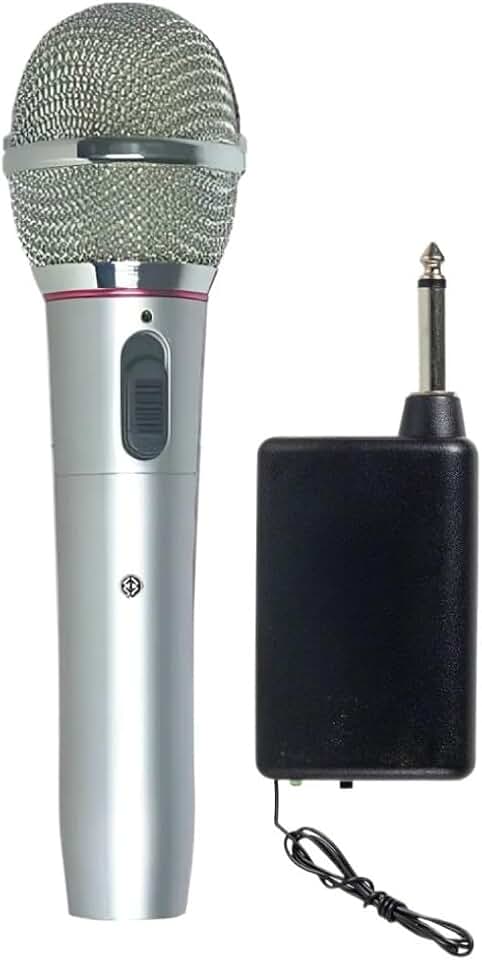 Microfone sem fio, ideal para igrejas, palestras, apresentações, festas e karaokê(Prata)