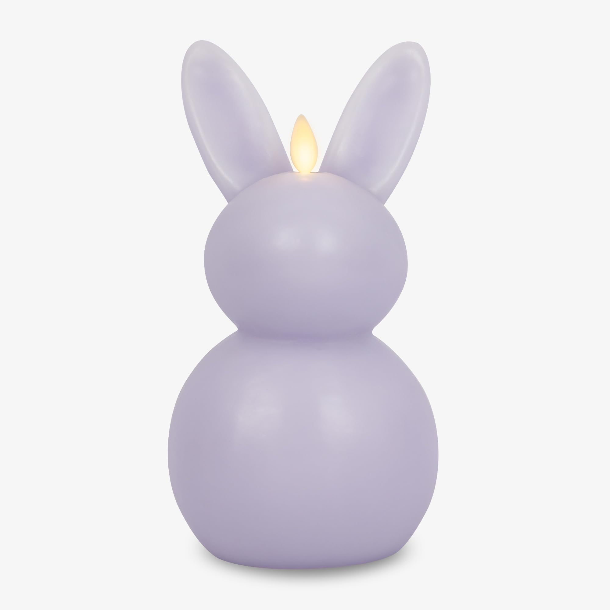 Luminara Easter Bunny Candle- Gentle Lavender 4.8" x 8"- Flameless Real-Flame Holiday-Inspired Decor- AA Batteries- Flickering LED Flame