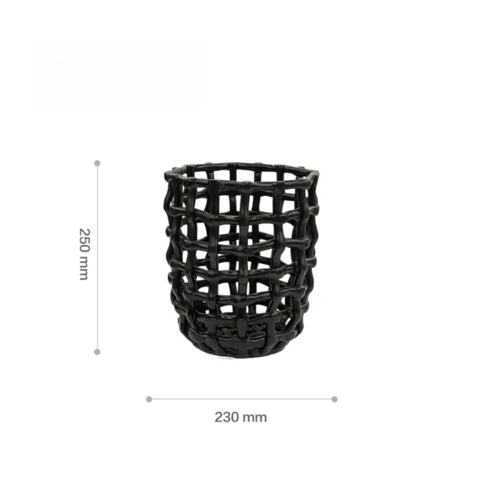 Vaso in Resina Vaso Contemporaneo Portavaso Portapenne Centrotavola con Struttura a Maglia Aperta Minimal Adatto per Scrivania Tavolo Soggiorno Ufficio Reception, Nero