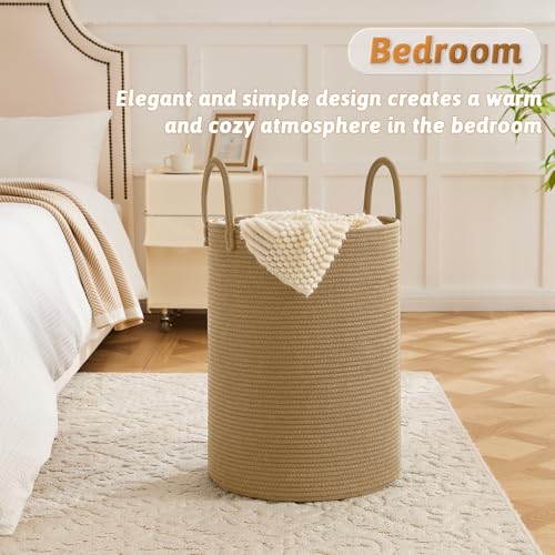 Image of Artfeel Laundry Basket,Woven Cotton Rope Laundry Hamper,80L for Decorative Storage of Dirty Clothes,Toys and Blankets in Bathroom,Baby Room and Living Room