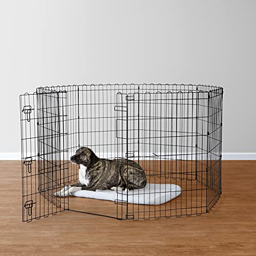 Amazon Basics Foldable Metal Pet Dog Exercise Fence Pen - 60 X 60 X 36 Inches, Black #TOP5