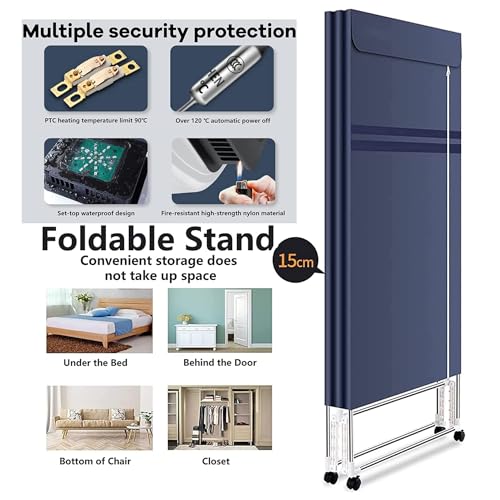 WBRSybUK Energy Saving Heated Clothes Airer Dryer Rack - Electric Drying Rack with Cover, 2300W, Foldable Indoor 3-Tier Airer - Efficient Clothes Drying Rack,2 floor,Grey - Image 3