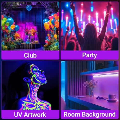 Image of 38W LED Black Light Bar Blacklight Bars with Plug and Switch Light Up 22x22ft Area for Glow Party Halloween Parties Bedroom Decorations Stage Lighting -1pack