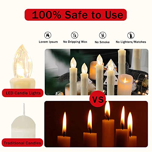 Image of Flameless LED Taper Candles with Clips, 4 inch Battery Operated Window Candles with Remote Timer Mini LED Chandelier Candlesticks for Home Decor Wedding Church Party & Tree Lighting,10 Pack,White