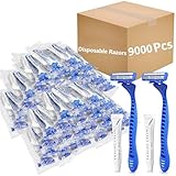 (9000 Pack) Kheoxusa 3 Blade Disposable Razor,Three Blade Disposable Razors,Triple Blade Disposable Razors,Disposable Razors Individually Wrapped,Disposable Razors for Hotel, Airbnb,Homeless-Grey Blue