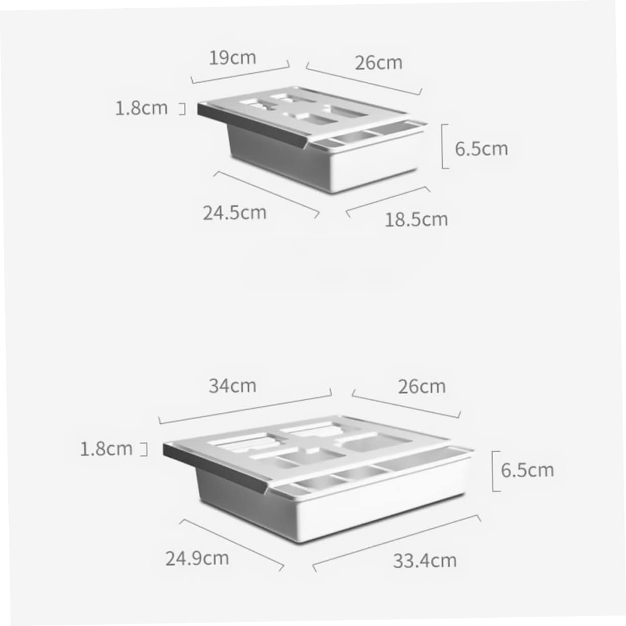 Homoyoyo 2 Cajas Organizadoras de Color Blanco para Debajo del Escritorio Diseño de Cajón, Material Abs y Pp Resistente, Capacidad para Bolígrafos y Pequeños Objetos, Ideales para Oficina