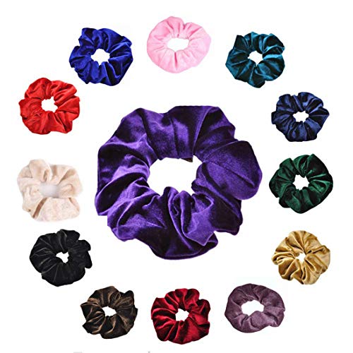 ASHILISIA Colorful Velvet Scrunchies Hair Bobble Elastics Hair Scrunchy Hair Bands Headbands Women Scrunchies Bobbles Hair Ties (13PACK)