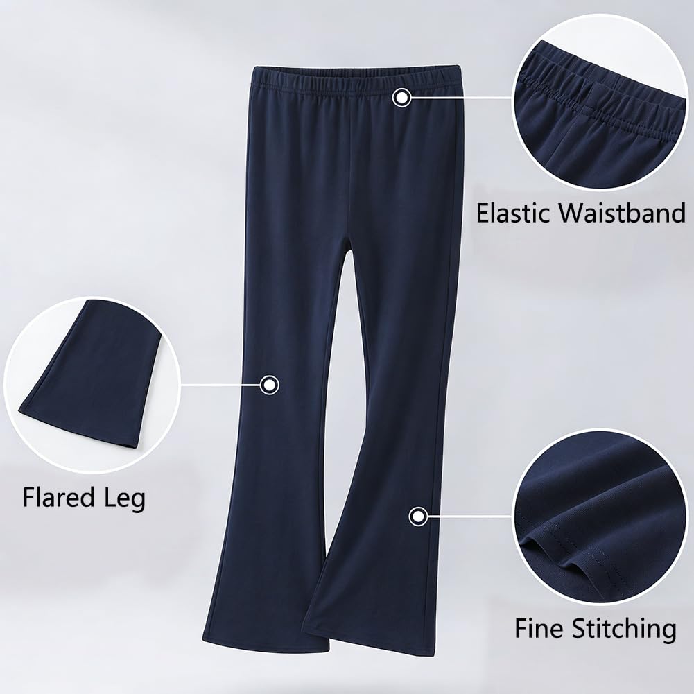 JinBei Leggings Niñas Algodón Pantalones Acampanados Mallas Largos Transpirable Cintura Elástica Cómodos Ropa Infantiles Escuela Baile Deportes 7-16 Años