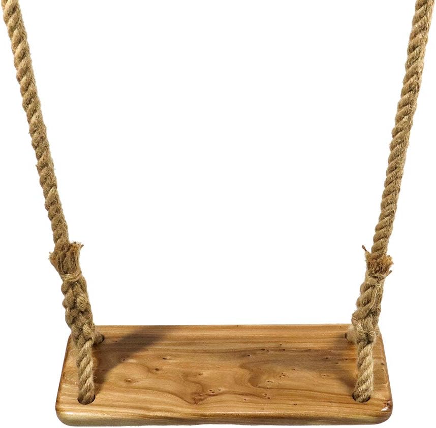 Balançoire Extérieur Bois Enfant Adulte Pour Arbre Portique Siège Suspendu Swing Corde Réglable Intérieur (42x20x3cm