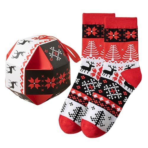 Christmas Crew Socks for Women Cozy Xmas Cotton Socks Winter Holiday Socks - image 1