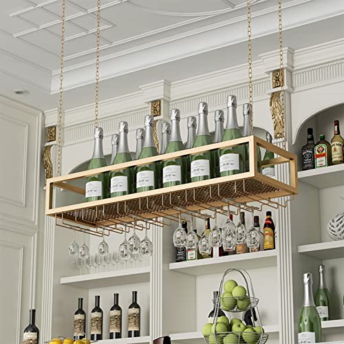 Porte-bouteilles de vin suspendu or pour bar de cuisine convivial - 4