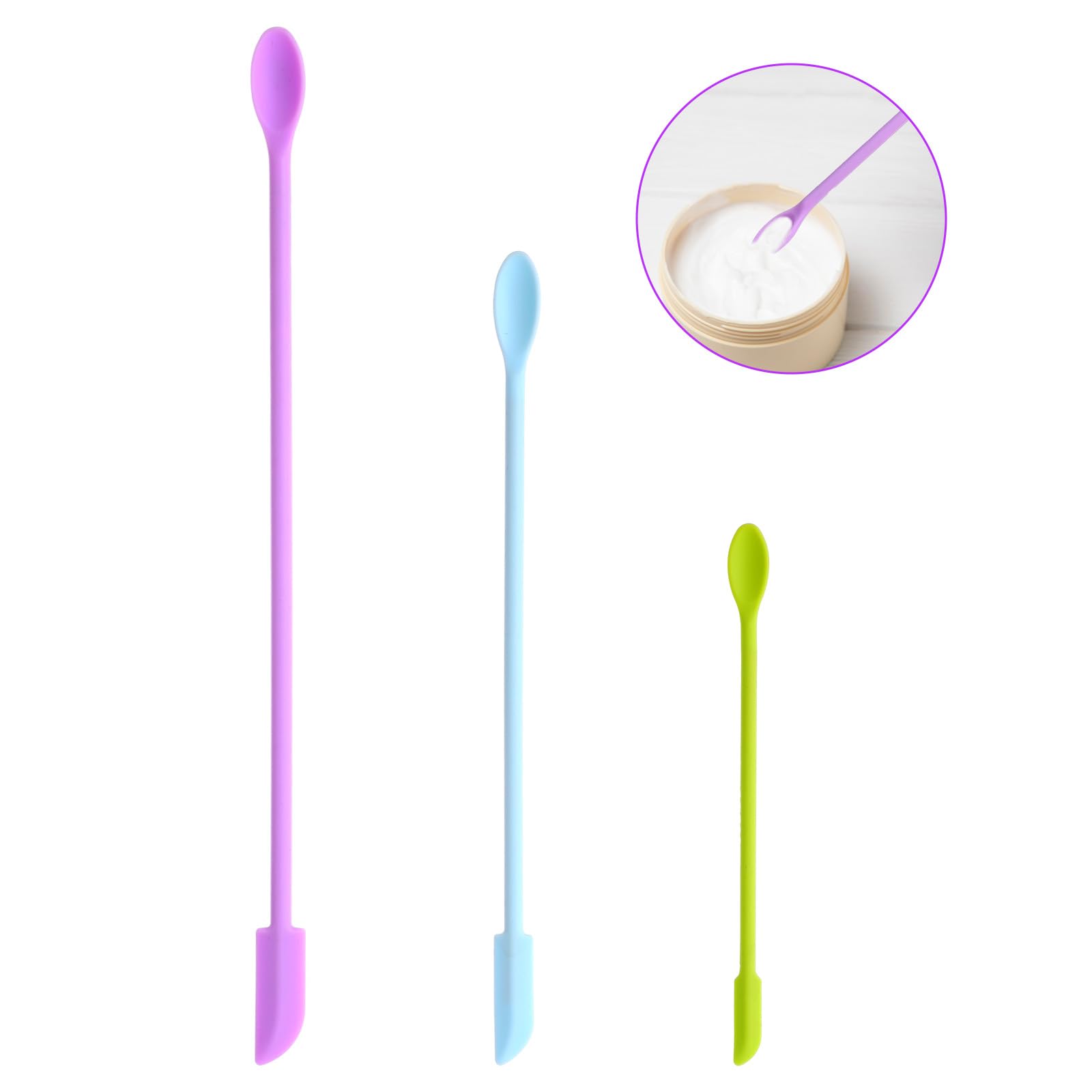 3 Pcs Mini Silicone Spatula Set - Thin Cosmetic Spatula for Makeup, Narrow Bottles & Kitchen Use