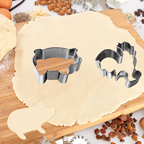 Wonmon 10 Pcs Farm Cookie Cutters Set, Metal Farm Animals Theme Cow Pig Rooster Lamb Horse Barn Tractor Dog Shape Cookie Cutters Molds For Kids Party Supplies #TOP3