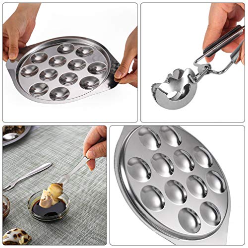 Prato de aço inoxidável Cabilock para caracol cogumelo Escargot com 12 furos de compartimento placa