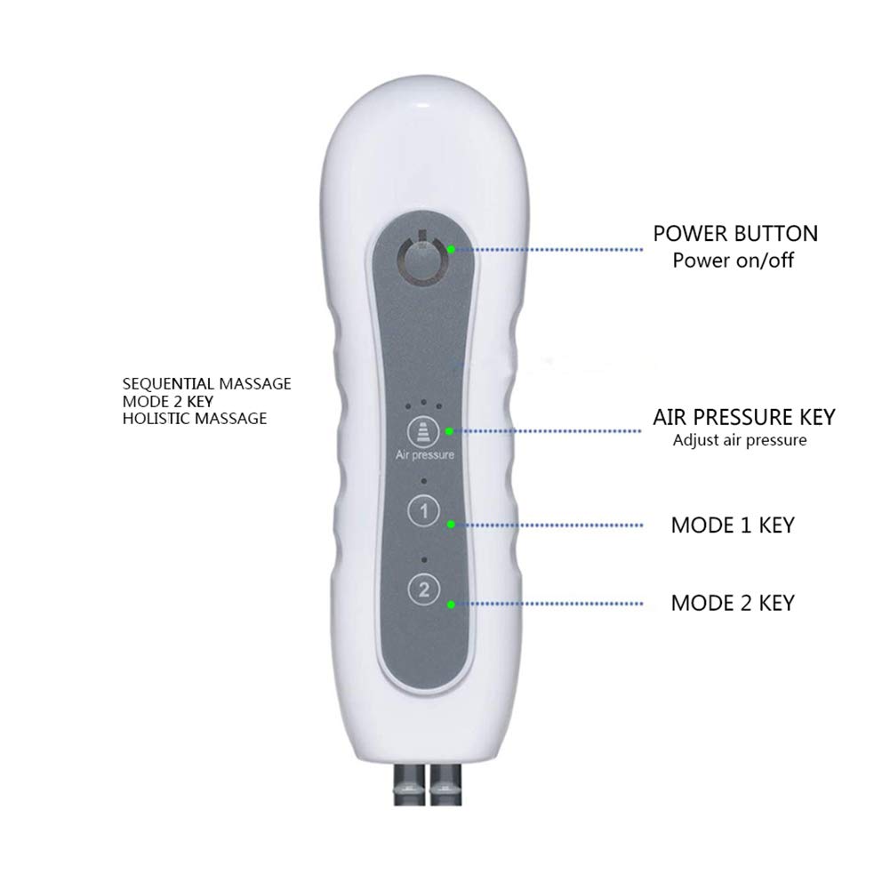 Massaggiatore per Gambe per circolazione Compressione d'Aria Senza Fili per Piedi e Polpacci Elettrico con Controller Portatile 3 Livelli di intensità 2 modalità Cambia a piacimento