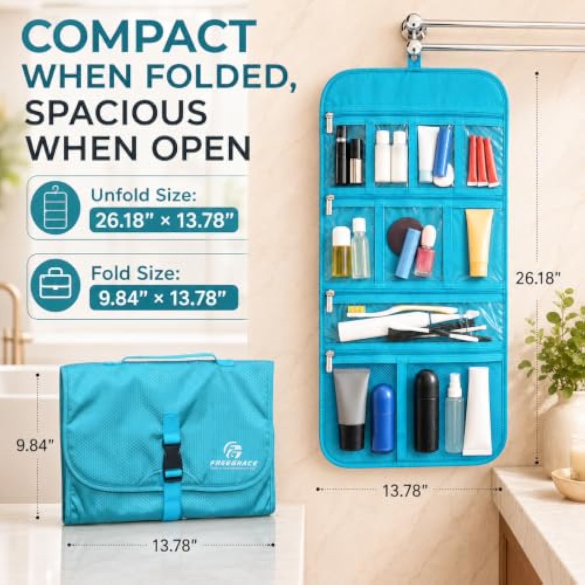 Top Premium Hanging Cosmetic Bag with Adjustable Pockets