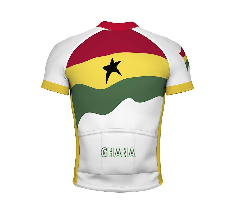 ScudoPro Ghana Emblem Full Zipper Bike Short Sleeve Cycling Jersey for Men - Size 4XL Multicolored