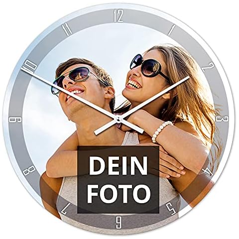 PhotoFancy® - Uhr mit Foto Bedrucken - Runde Fotouhr aus Kunststoff Cover