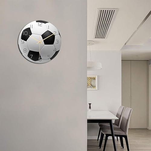 Miniatura 2 de Garneck Reloj de pared de fútbol de fútbol reloj de pared de fútbol deportivo con impresión redonda de acrílico reloj de pared silencioso sin tictac