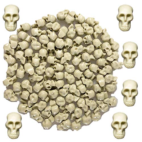 Mini Plastic Skull Heads Decorations for Halloween Trick Toy Realistic Looking Skulls Human Skeleton Head Skull for Halloween Bar Home Table Decoration Accessories Party 100 Pcs
