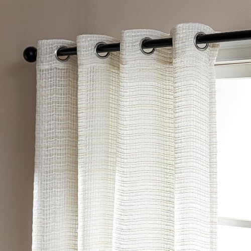 SLEEP ZONE White Linen Sheer Curtains 84 inches Long 2 Panels Set for Living Room/Bedroom, Linen Textured Sheer Voile Lightweight Filtering Curtains & Drapes with Gromment, 52" W × 84" L - image 6