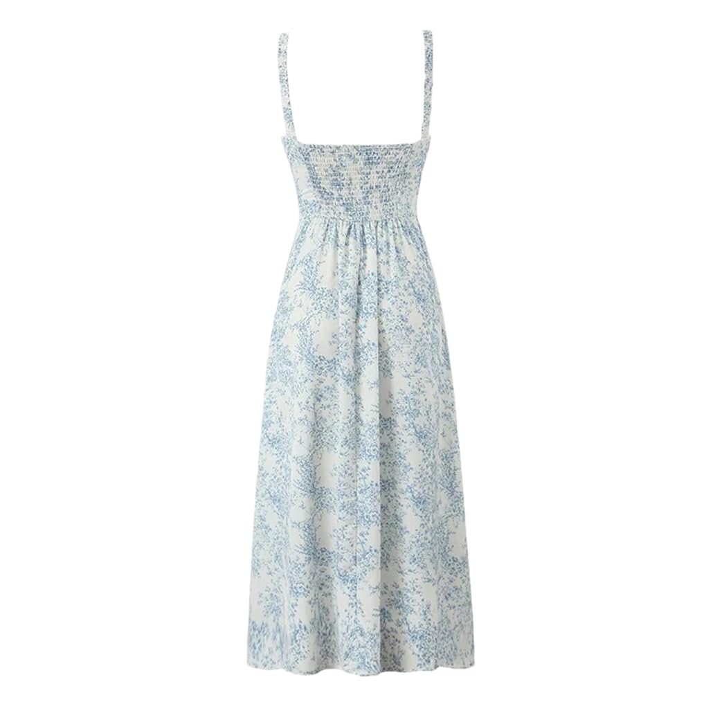 Vestido largo midi con estampado floral para mujer, sin mangas, casual, para vacaciones