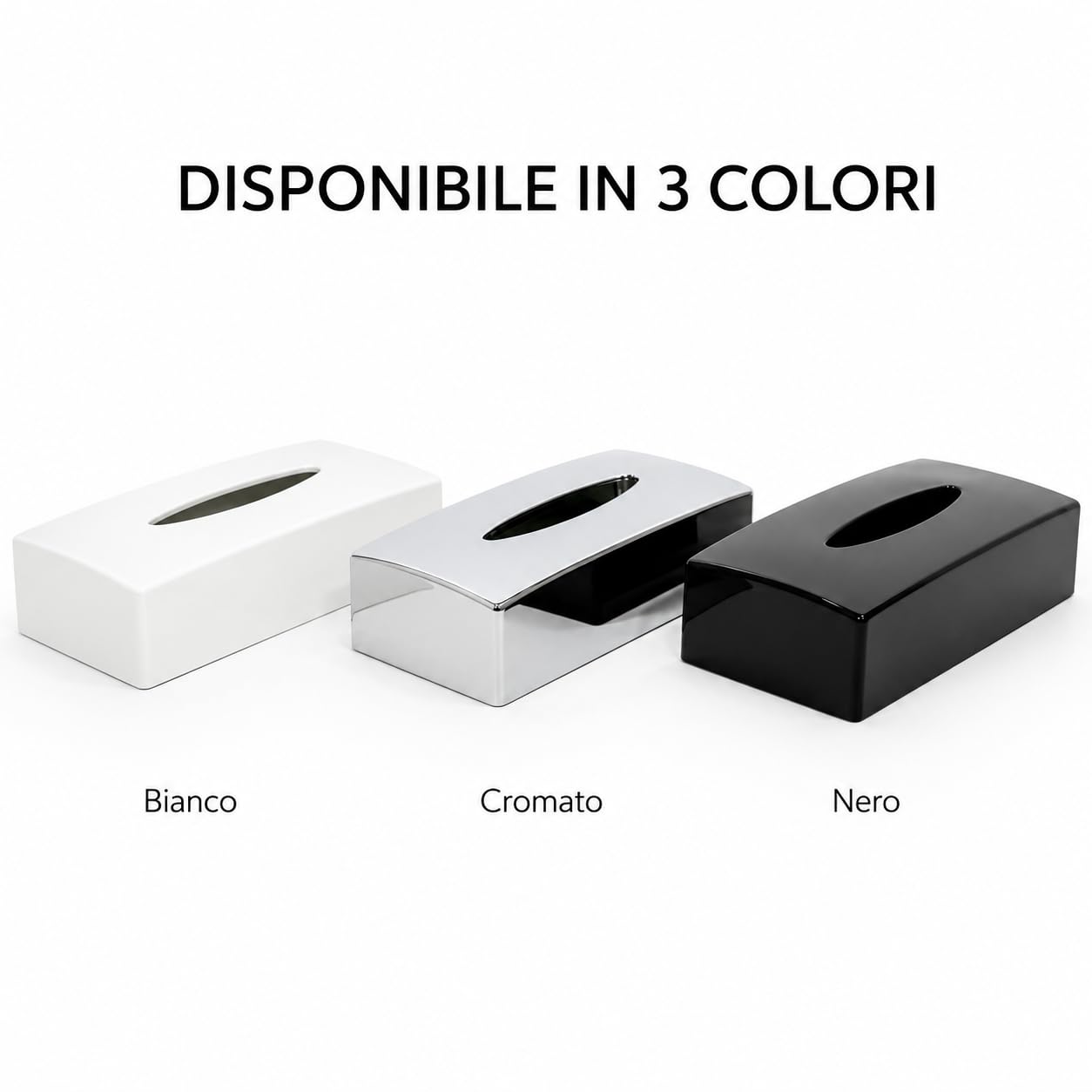 Scatola dispenser porta fazzoletti, MADE IN ITALY, in ABS riciclabile, 246x131x62mm, ideale per bagno, salotto, hotel e casa, completo di viti e biadesivo per fissaggio a parete (rettangolare bianca)