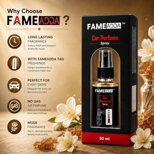 Image of Musk Premium Car Perfume Luxury Spray 50 ML with Hanging Card /Travel Friendly Car Air Fresheners 350+ Sprays /Car Accessories Interior /Eliminates Bad Odour for Car, Office & Home