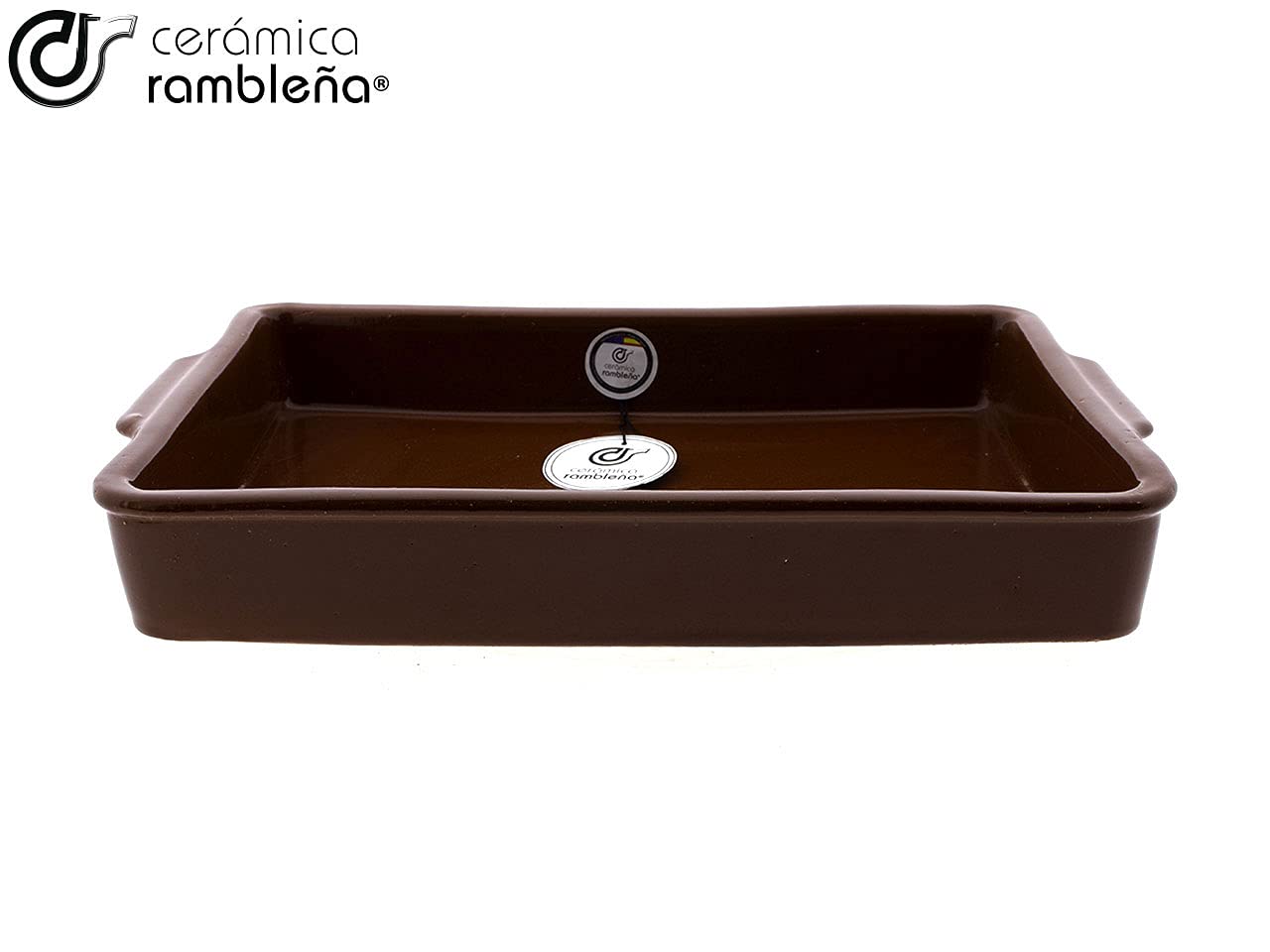 CERÁMICA RAMBLEÑA | Bandeja Horno | Bandeja Rectangular Fuego Directo | Bandeja Barro refractario | Bandeja para hornos | 40.5x26x5.8 cm