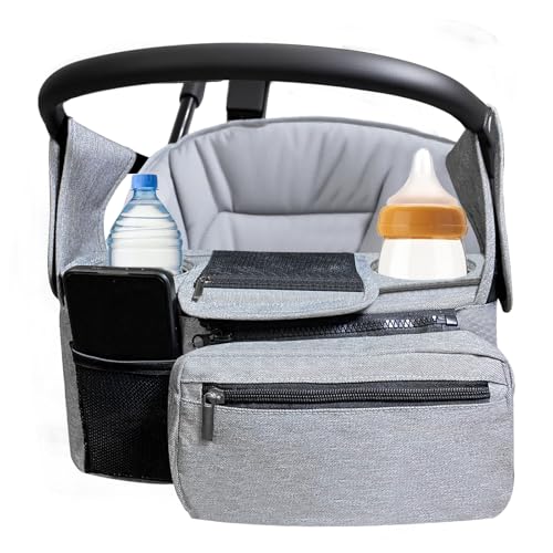 Vekniqo Stroller Organizer compatible with Momcozy,Stroller Organizer with Insulated Cup Holder Detachable Phone Bag & Shoulder Strap,1PC