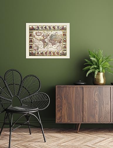 Image of DECORARTS - Vintage 1652 World Map Canvas Wall Art by Claes Janszoon Visscher, Antique Historical Map for Wall Decor, Hand-Stretched Giclee Print, Library Study Decor, Handcrafted in USA, 20x16''