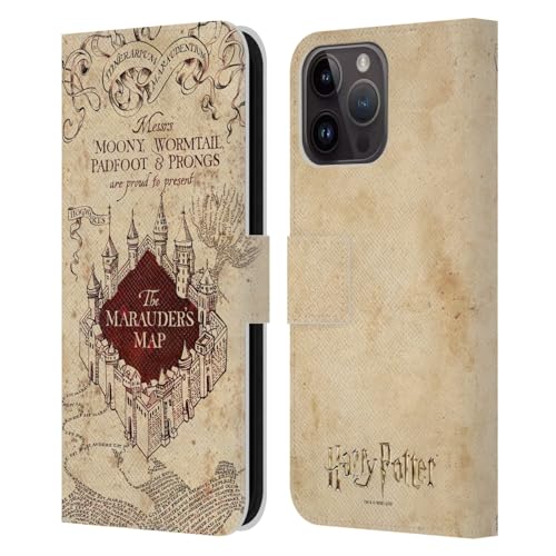 Head Case Designs Officially Licensed Harry Potter The Marauder's Map Prisoner of Azkaban II Leather Book Wallet Case Cover Compatible with Apple iPhone 15 Pro Max