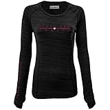 U-Ausschnitt Levelwear Damen Divided Long Sleeve Tee Paris Active T-Shirt mit Unterteilung, langärmlig, Heather Black, Medium