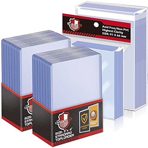 50 Count Top Loaders Trading Card Sleeves, Hard Plastic Toploaders Penny Card Sleeves, Baseball Card Sleeves Holder Card Protector Fit for MTG, Yugioh Card (Include 50 TopLoaders & 200 Soft Sleeves)