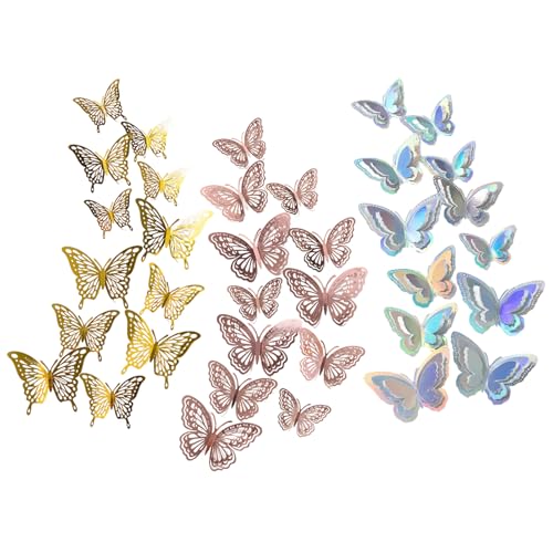 36 Papillon Decoration 3D Papillon Stickers Papillon Autocollants Muraux Autocollant Mural Trois...