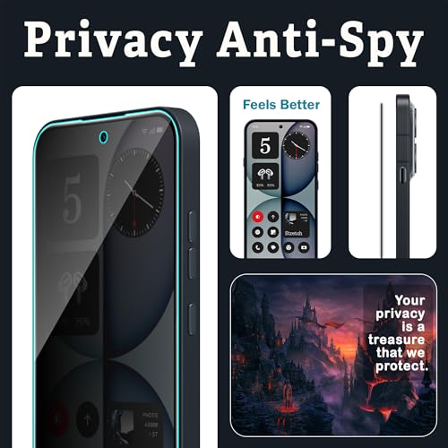 Image of FIRST MART Privacy Tempered Glass for Nothing Phone 4A With Cable Guard & Installation Kit | Anti-Spy 9H Screen Protector, Edge-to-Edge, Case-Friendly | Black