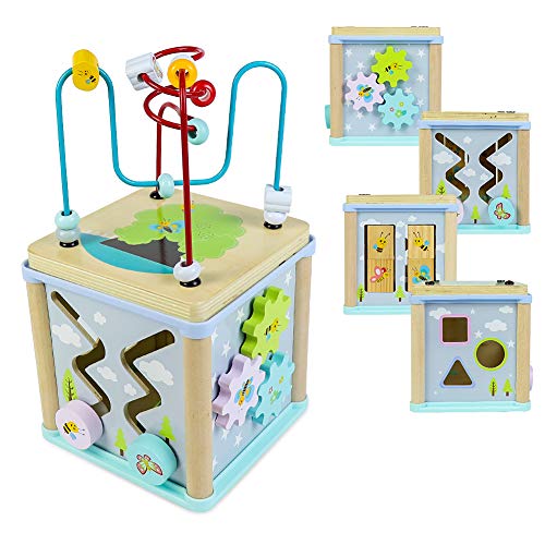 Fajiabao Juguetes de Madera Cubo Actividades Bebe-5 in 1 Centro de Actividades con Laberintos para Niños Juguetes Montessori Educativos Regalo Niños Niñas 3 4 Años